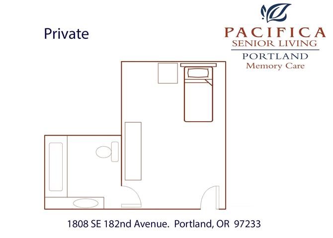 Private Room Floor Plan Private Room Floor Plan at Pacifica Senior Living Portland, Portland, OR, 97233