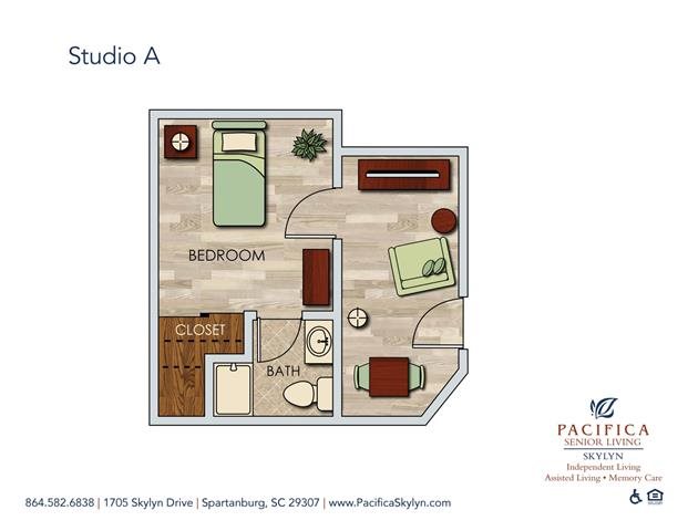 Studio A Floor Plan Studio A Floor Plan at Pacifica Senior Living Skylyn, Spartanburg, 29307