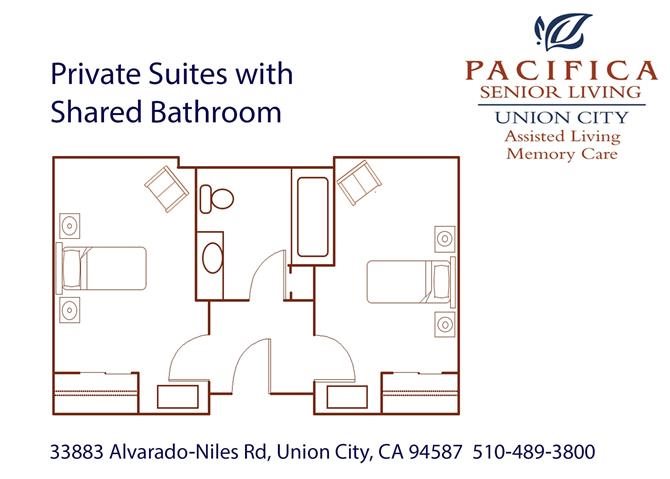 Private Suite, Shared Bath Floor Plan Private Suite, Shared Bath Floor Plan at Pacifica Senior Living Union City, Union City