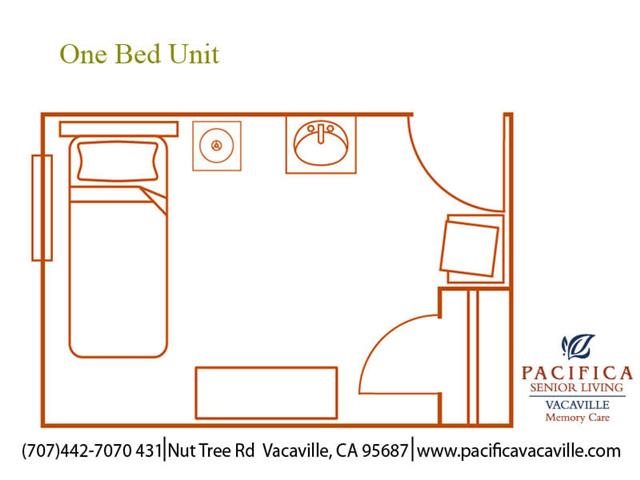 Memory Care One Bed Unit Floor Plan Memory Care One Bed Unit Floor Plan at Pacifica Senior Living Vacaville, Vacaville
