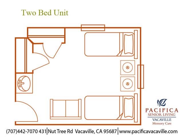 Two Bed Unit Floor Plan Two Bed Unit Floor Plan at Pacifica Senior Living Vacaville, Solano County, California
