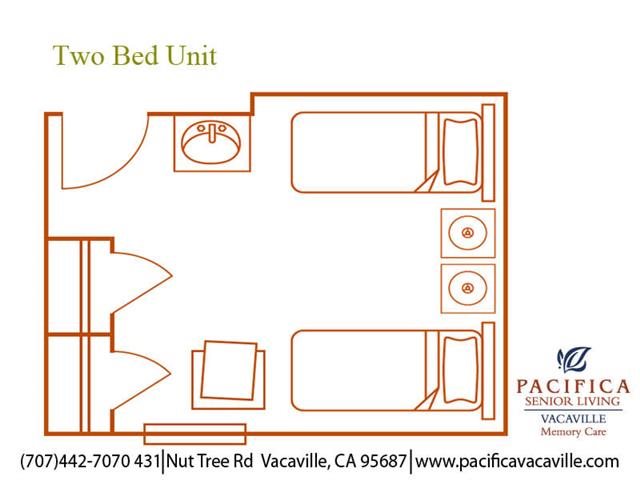 Two Bed Unit Floor Plan Two Bed Unit Floor Plan at Pacifica Senior Living Vacaville, California, 95687