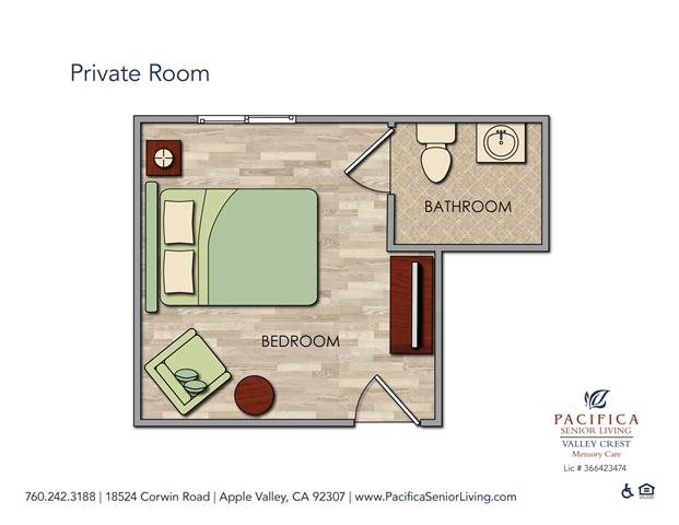 Private Room Floor Plan Private Room Floor Plan at Valley Crest Memory Care, California