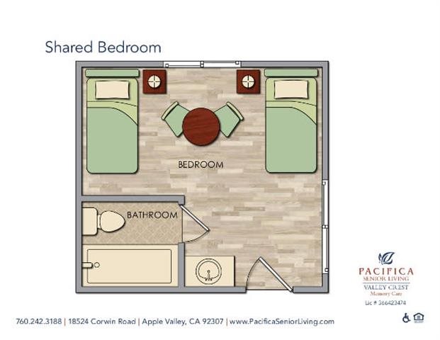 Shared Room Private Floor Plan Shared Room Private Floor Plan at Valley Crest Memory Care, California, 92307