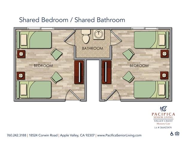 Shared Room Shared Bath Floor Plan Shared Room Shared Bath Floor Plan at Valley Crest Memory Care, Apple Valley, CA, 92307