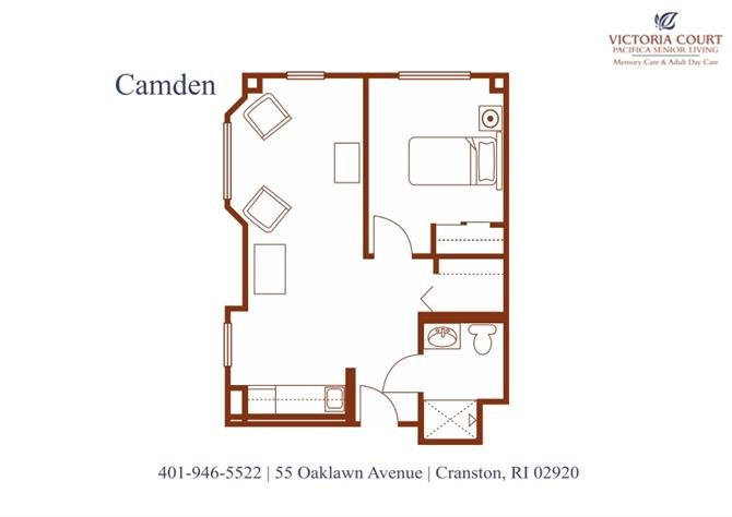 Camden MC Floor Plan 1 Bedroom Camden MC Floor Plan at Pacifica Senior Living Victoria Court, Cranston, 02920