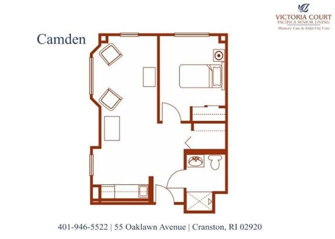 Camden Floor Plan 1 Bedroom Camden Floor Plan at Pacifica Senior Living Victoria Court, Cranston, Rhode Island