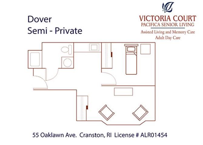 Dover Floor Plan Semi Private Dover Floor Plan at Pacifica Senior Living Victoria Court, Rhode Island