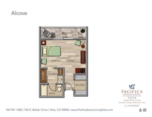 Alcove Floor Plan Alcove Floor Plan at Pacifica Senior Living Vista, Vista, CA