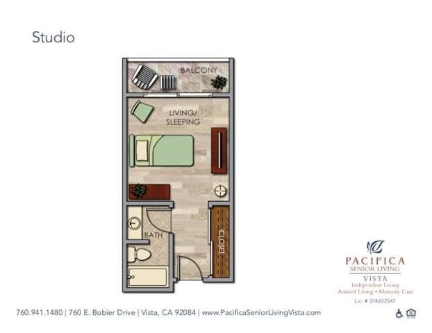 Studio Floor Plan Studio Floor Plan at Pacifica Senior Living Vista, Vista