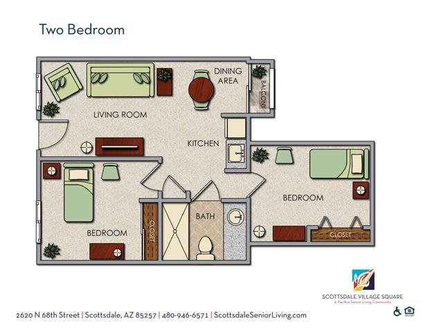 Scottsdale Shared Apartment w/ Private Entrances Floor Plan Scottsdale Shared Apartment w/ Private Entrances Floor Plan at Scottsdale Village Square, A Pacifica Senior Living Community, Scottsdale, AZ