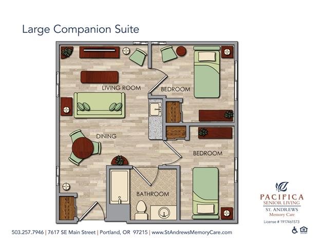 Large Companion Suite Floor Plan Large Companion Suite Floor Plan at St. Andrews Memory Care, Portland, OR, 97215
