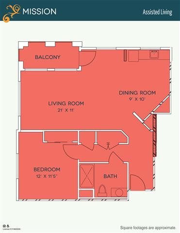 Assisted Living - Mission Floor Plan Assisted Living - Mission Floor Plan at The Meridian at Lake San Marcos, California, 92078
