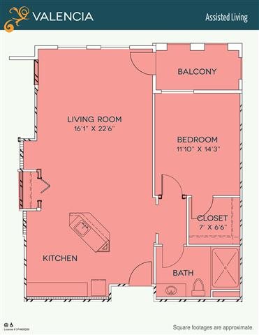 Assisted Living - Valencia Floor Plan Assisted Living - Valencia Floor Plan at The Meridian at Lake San Marcos, San Marcos, CA, 92078