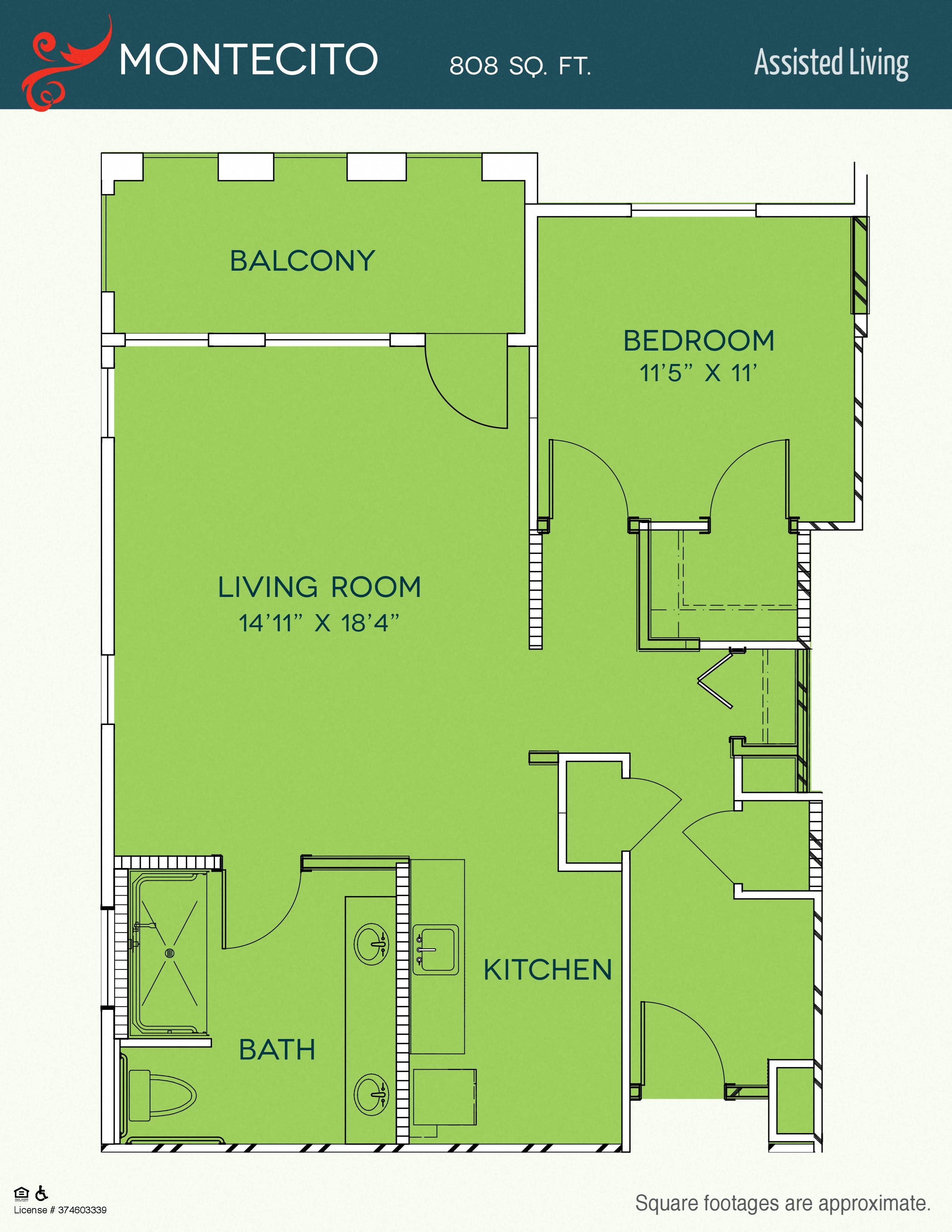 Montecito Floor Plan Montecito Floor Plan at Meridian at Lake San Marcos, A Pacifica Senior Living Community, San Marcos, CA