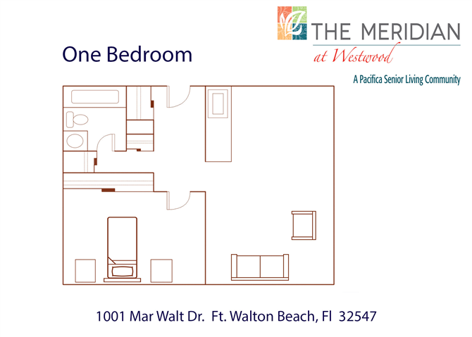Spacious 1 Bedroom Floor Plan Spacious 1 Bedroom Floor Plan at Meridian at Westwood, Florida, 32547