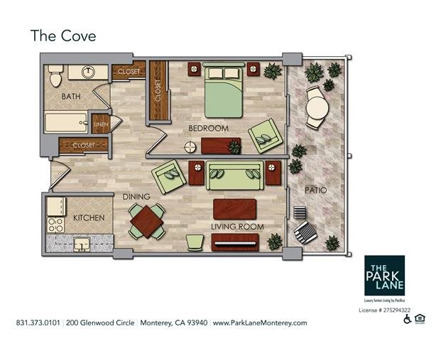 The Cove Floor Plan The Cove Floor Plan at The Park Lane, Monterey, California