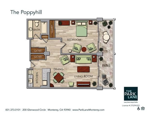 The Poppyhill Floor Plan The Poppyhill Floor Plan at The Park Lane, California, 93940