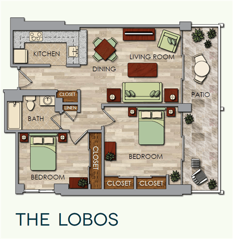 The Lobos Floor Plan The Lobos Floor Plan at The Park Lane, Monterey, CA, 93940