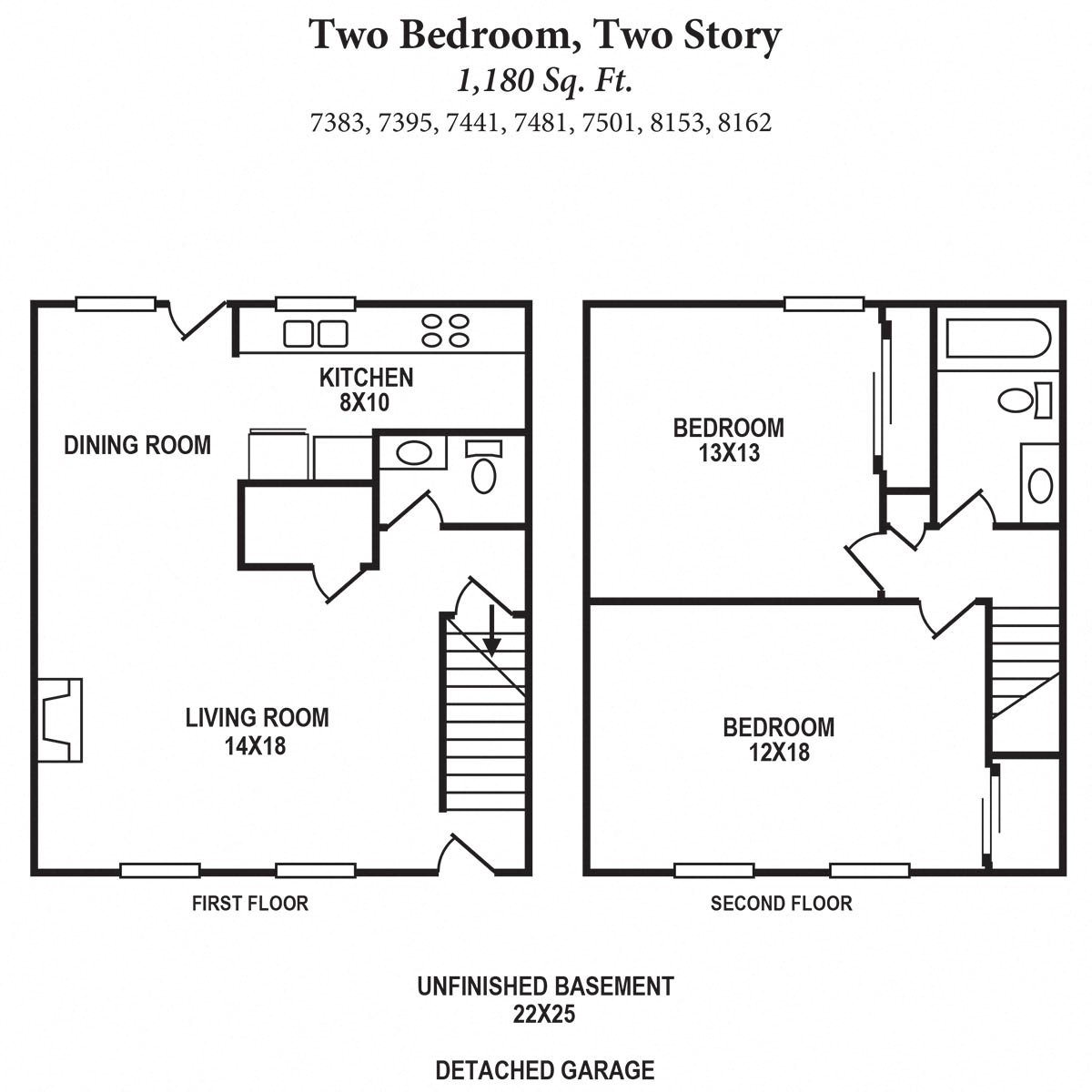 Two Bed Floor Plan at The Villas at Kingswood, Ohio