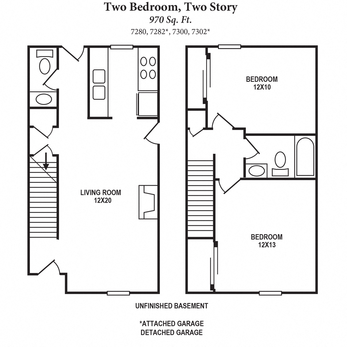 2 Bedroom Floor Plan at The Villas at Kingswood, West Chester, OH, 45069
