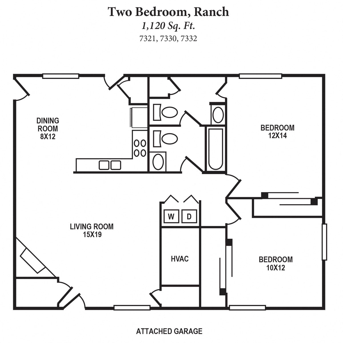 2 Bedroom 2 Bathroom Floor Plan at The Villas at Kingswood, West Chester, Ohio
