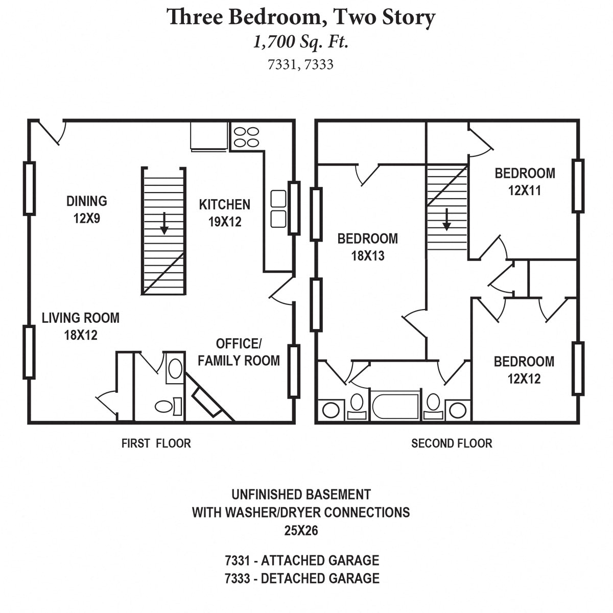 3b 2Story 1700SqFt Floor Plan at The Villas at Kingswood, Ohio, 45069