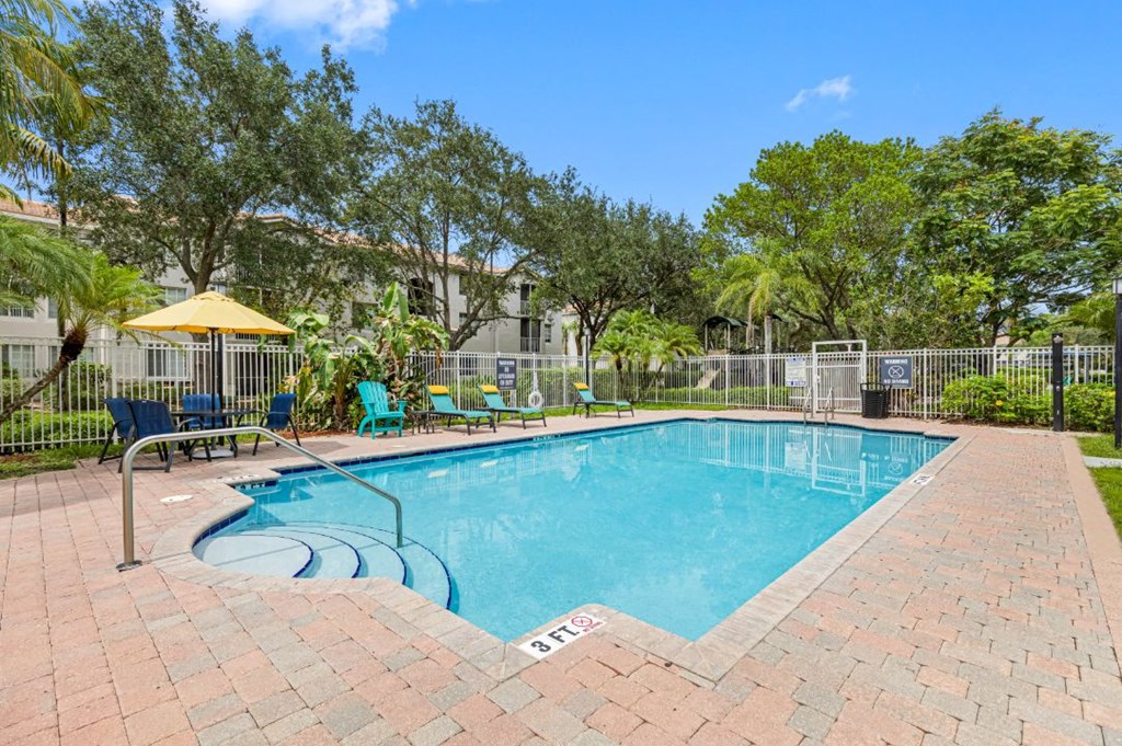 the swimming pool at the apartments for rent