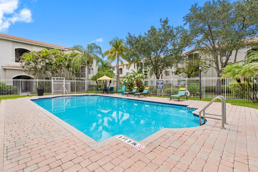 the swimming pool at the apartments for rent