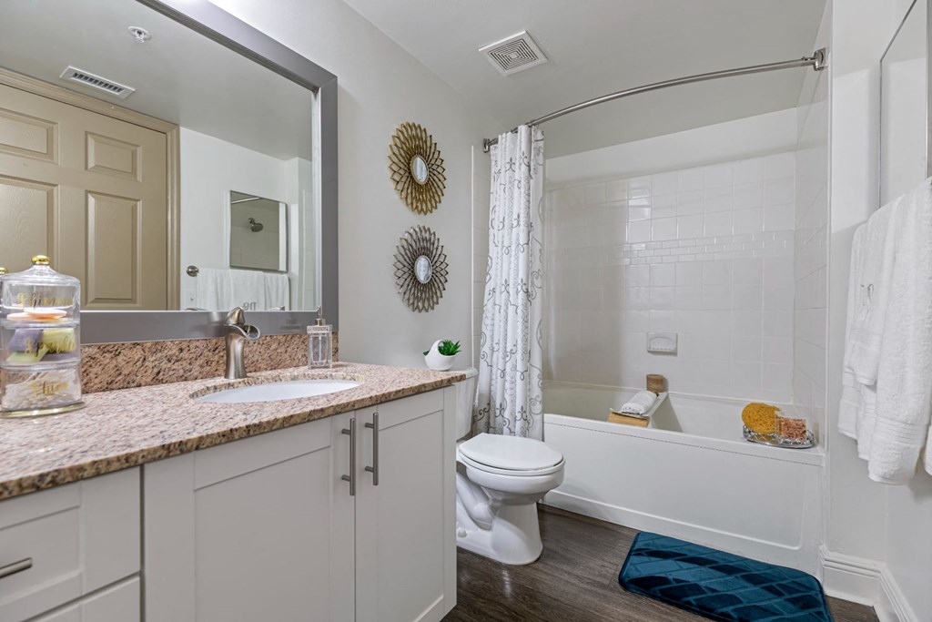a bathroom with a sink and a toilet and a tub