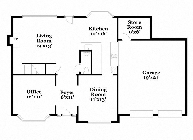 a floor plan of a house with a combination of bedrooms and a living room