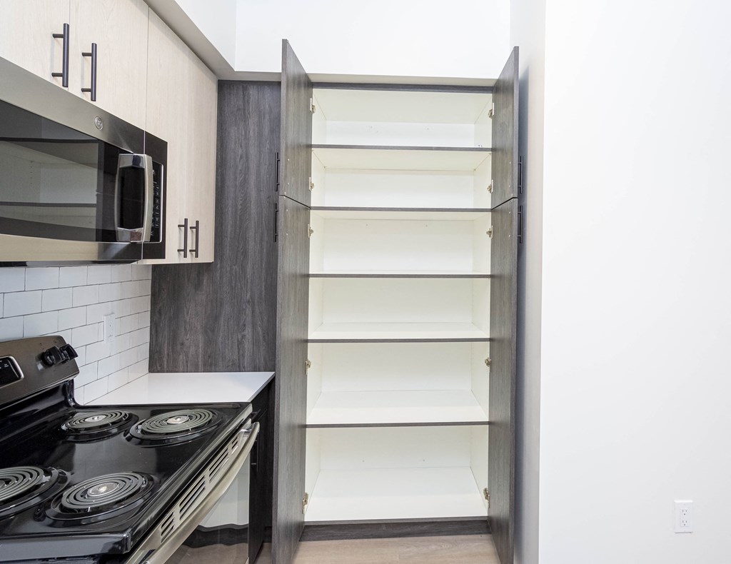 View of stove and pantry shelve at 38 NORTH, Santa Rosa