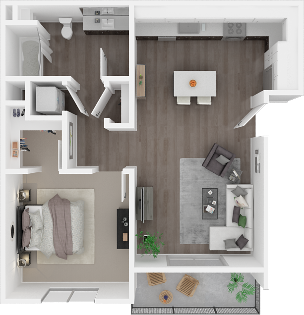 One Bedroom One Bathroom A2 750 Sq Foot floor plan