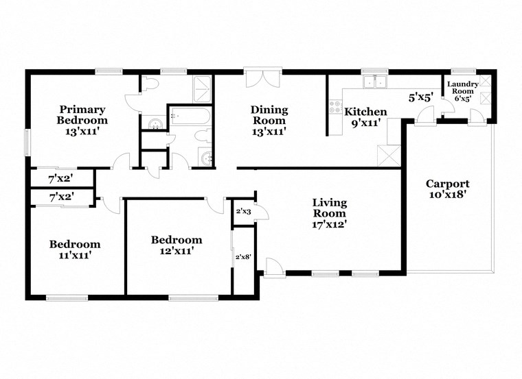 a floor plan of a home with two bedrooms and two baths and a