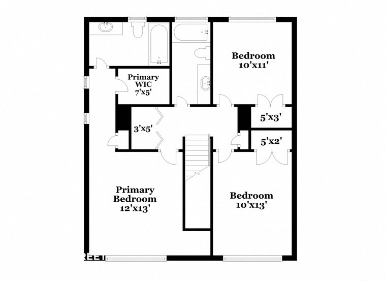 a floor plan of a house with a bedroom and a bathroom