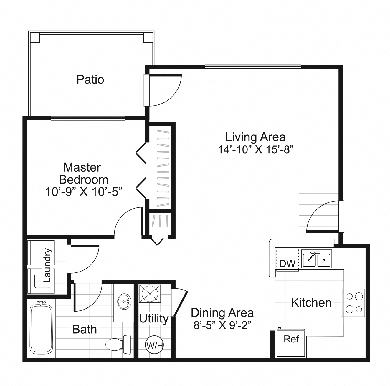 Ardenne Apartments one bed one bath 671 sqft w/ patio