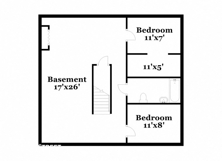 a floor plan of a house with an open floor plan with bedrooms and a bathroom