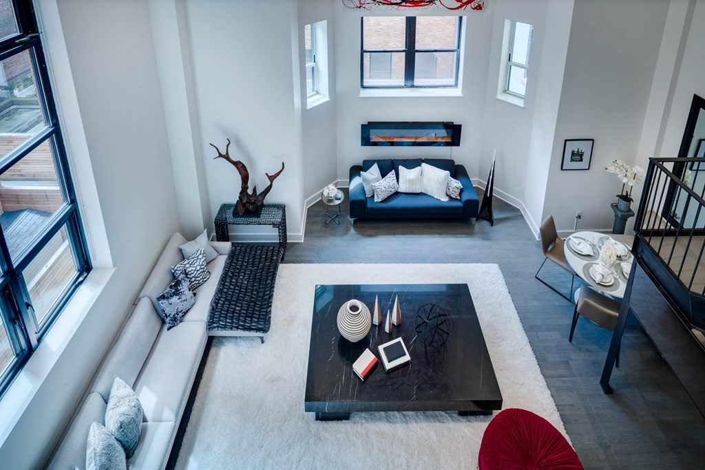a view of the living room from the second floor