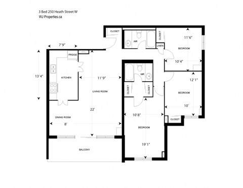 3 Bed Apartment 1130 sq ft
