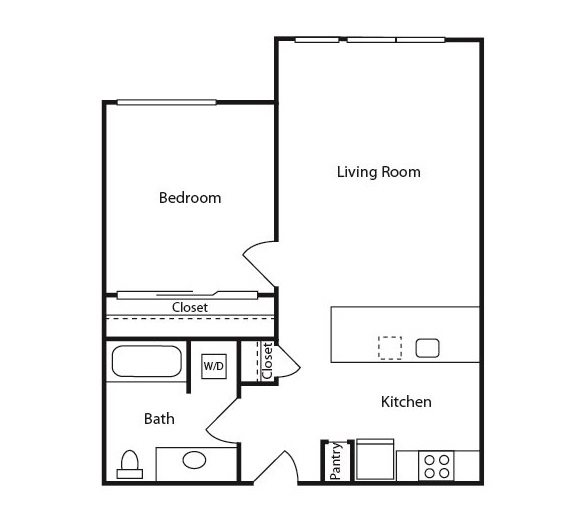 1 Bedroom C, 1 br, 1 ba, 656-670 sq. ft.