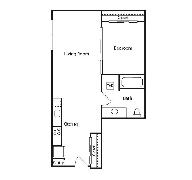 Open 1 Bedroom B, 1 br, 1 ba, 613-615 sq. ft.