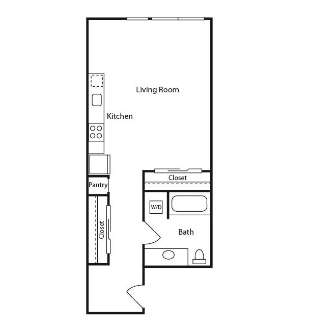 Studio A, 1 ba, 546 sq. ft.