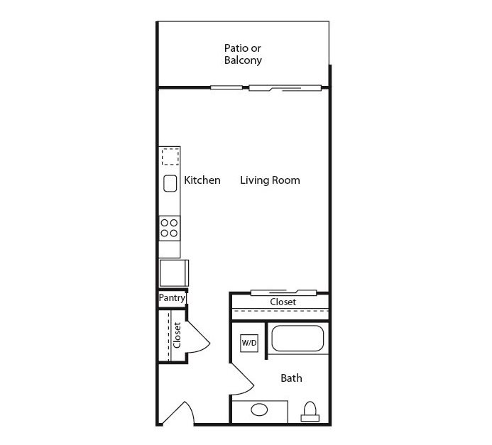 Studio B, 1 ba, 474-536 sq. ft.