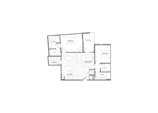 2 bed 2 bath 1185 square feet floor plan Cape fear