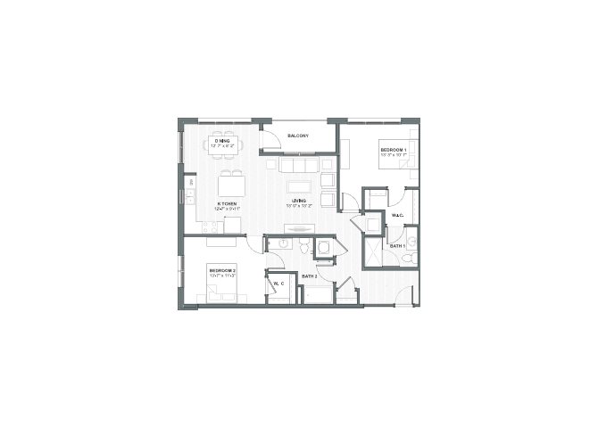 2 bed 2 bath 1177-1218 square feet floor plan Mark clark