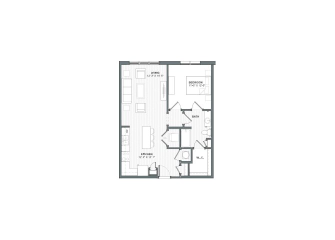 1 bed 1 bath 782 square feet floor plan Skyway