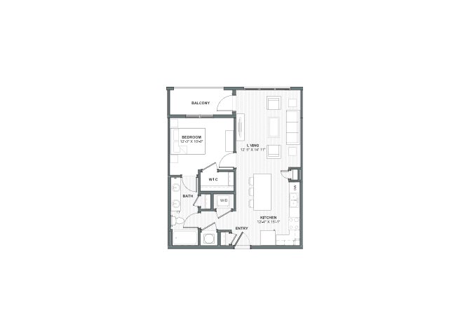 1 bed 1 bath 735 square feet floor plan Woodburn