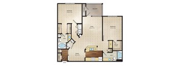 2 Bed 2 Bath Glencrest Floor Plan | Sq. Ft.: 1,215 at The Farms Apartments, Ohio