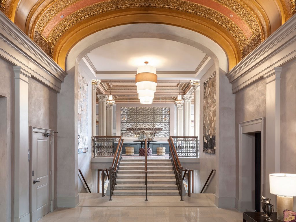Lobby staircase at The Citizens Apartments