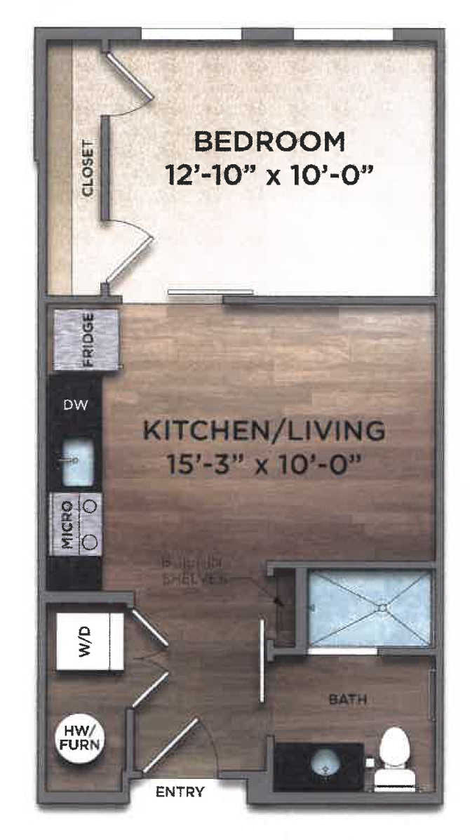 Studio Floorplan at The Nicholas, Columbus, Ohio